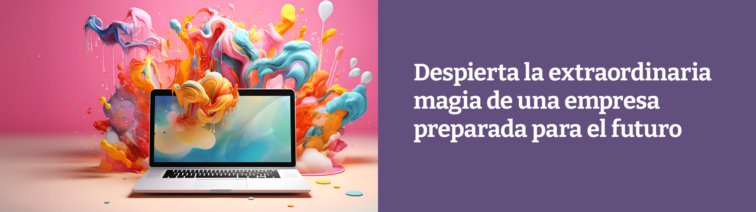 Laptop exploding a with 3D colours. Spark the extraordinary magic of a a future- ready business
